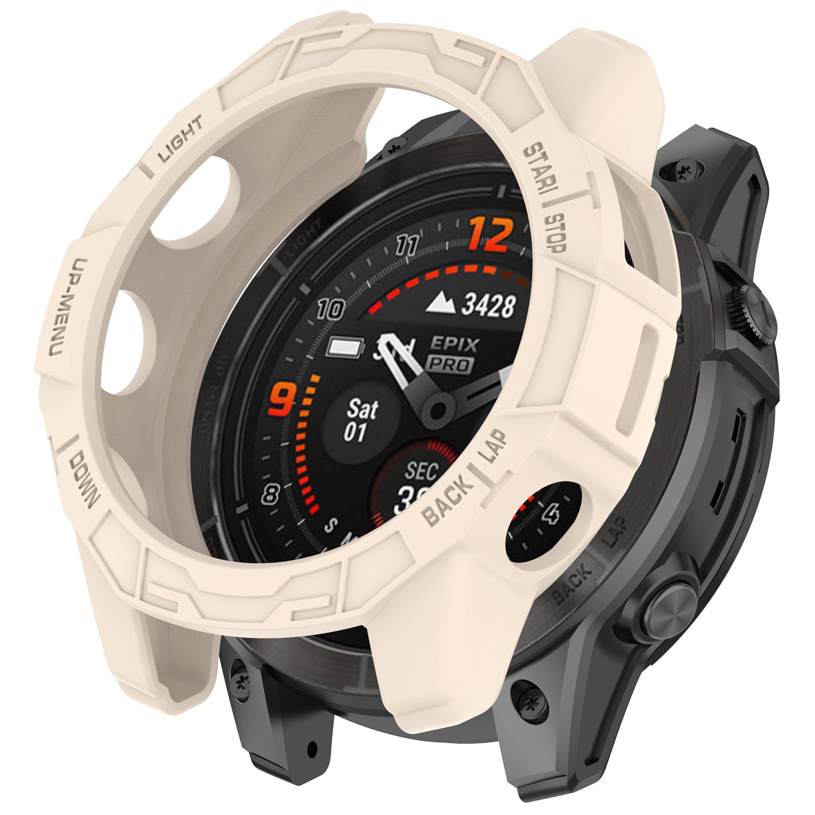 For Garmin Quatix 7 Pro Anti-collision TPU Smartwatch Case Hollow Protective Frame - Orange For Garmin Quatix 7 Pro Anti-collision TPU Smartwatch Case Hollow Protective Frame - Orange